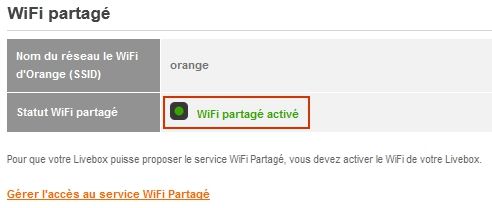 fenêtre WiFi partagé