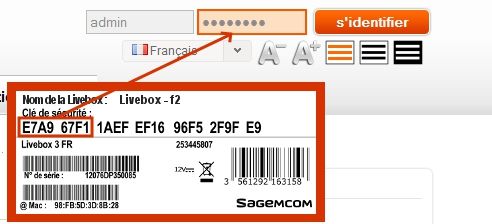 Livebox Play : saisie du mot de passe dans l'interface de configuration