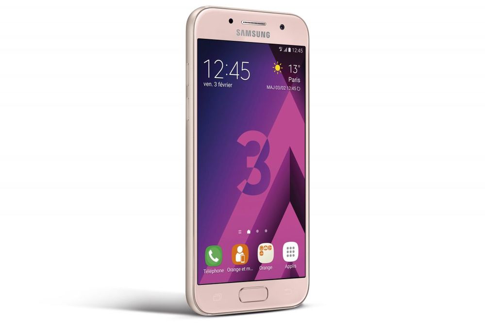 Samsung Galaxy A3 2017 Rose Face Droite.jpg