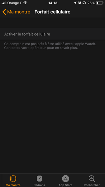 Pb activation données cellulaires Apple Watch - Sosh