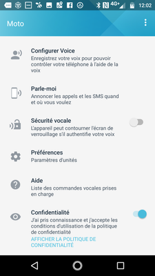 Configuration Moto Voice