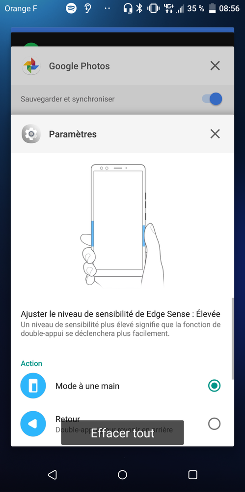 Paramétrage de HTC Edge Sense