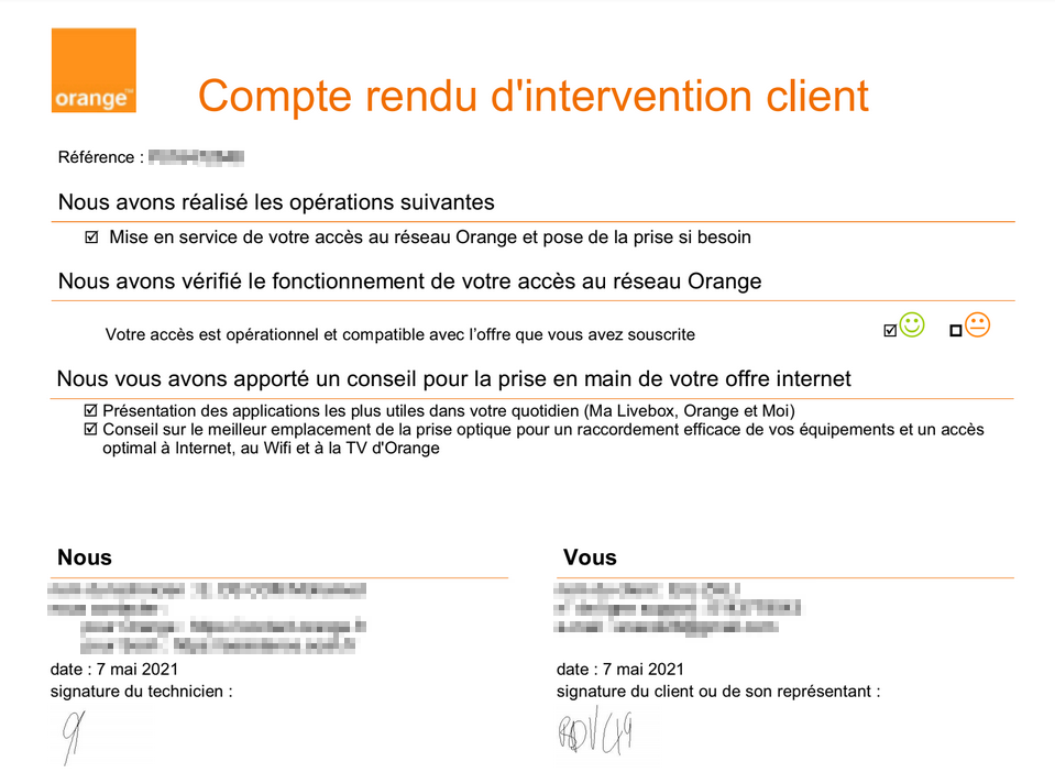 Rapport rédigé par le technicien
