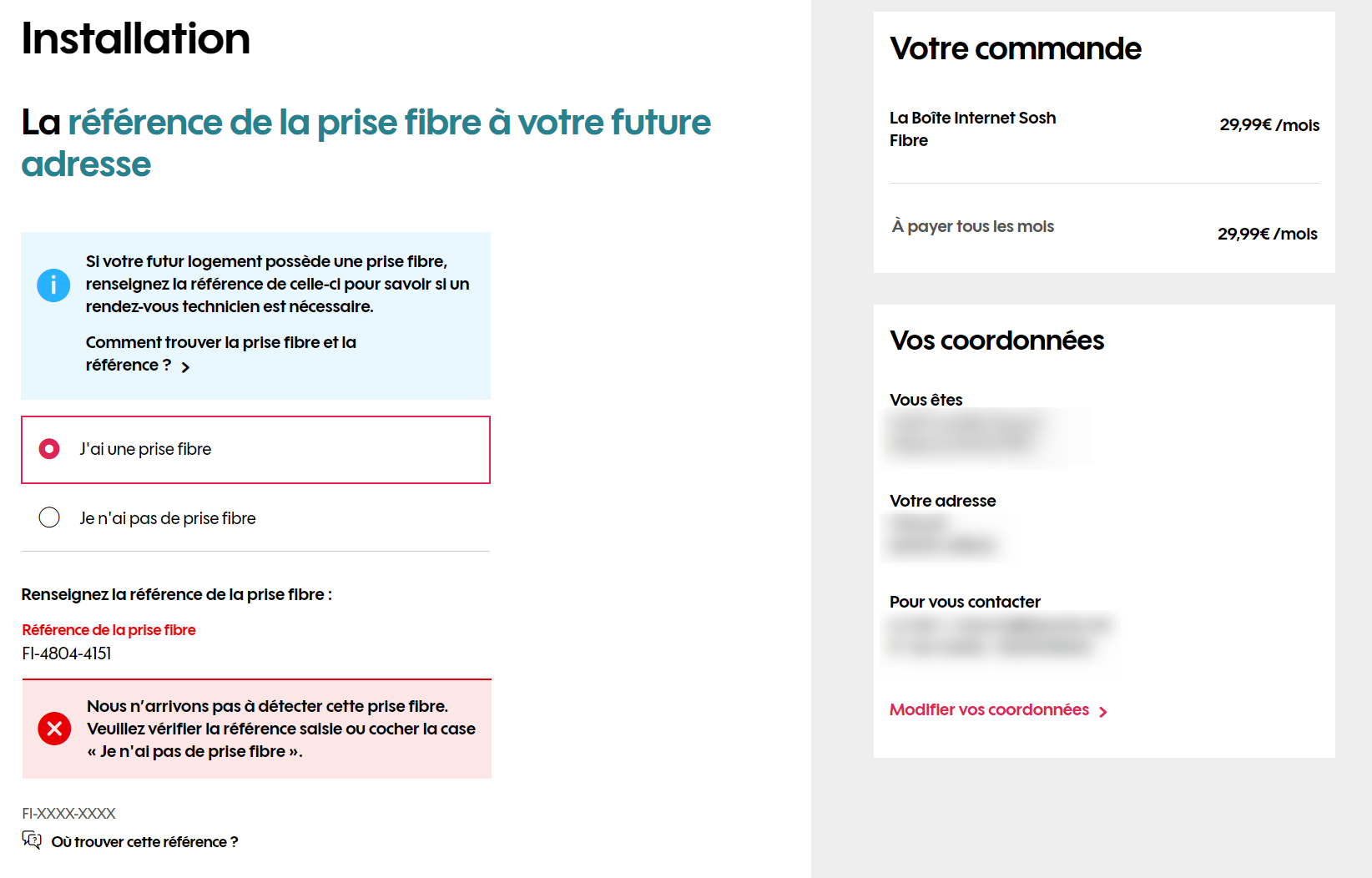 Identifiant Fibre Non Reconnunull