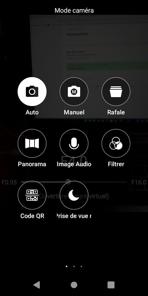 Le choix des modes photos.