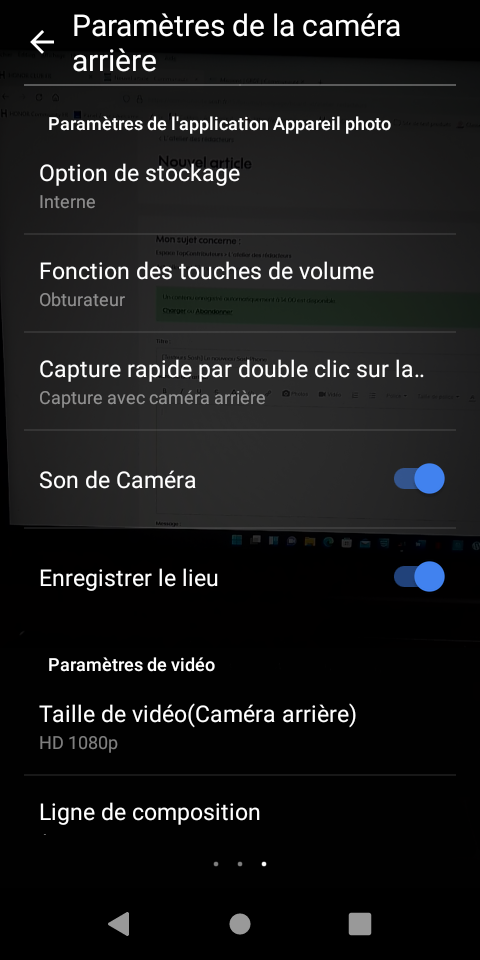 Les paramètres des vidéos.
