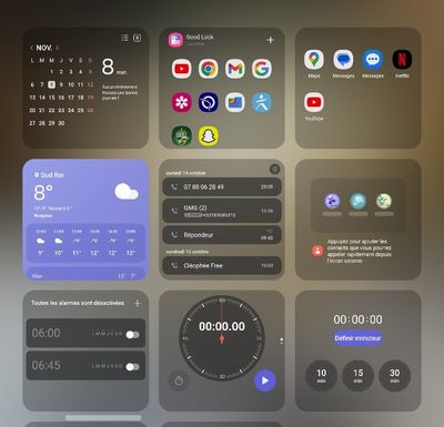 deck Samsung sur l'écran externe qu'on obtient en pinçant avec ses  2 doigts l'écran