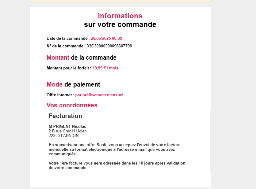 preuve de commande à respecter svp merci