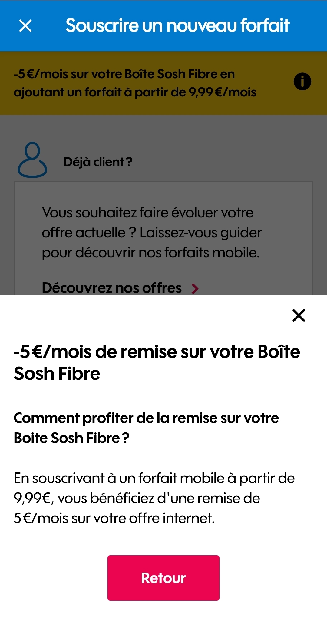 Résolu : Remise 5€/mois boîte Sosh fibre avec ajout d'un fo ...