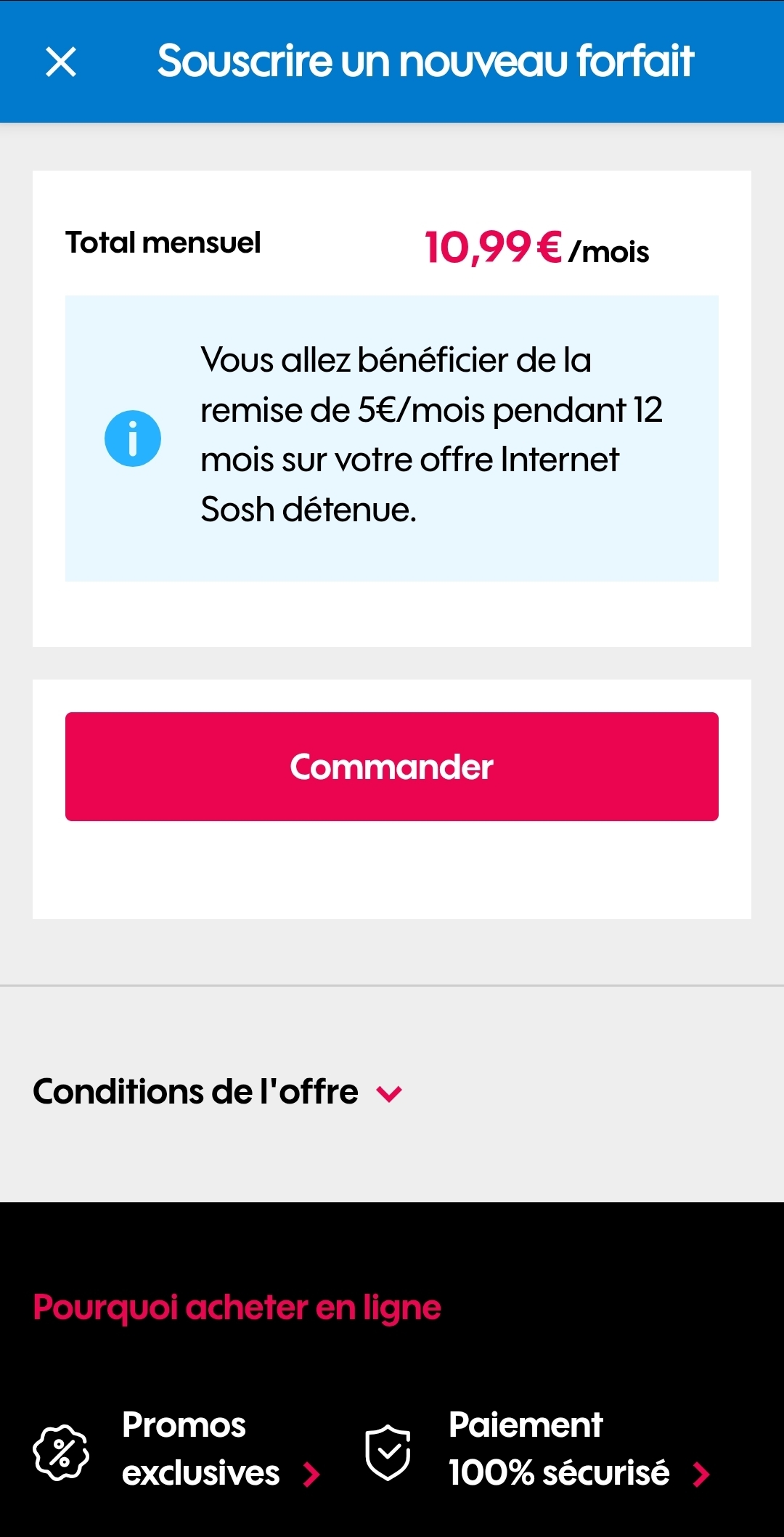 Résolu : Remise 5€/mois boîte Sosh fibre avec ajout d'un fo ...